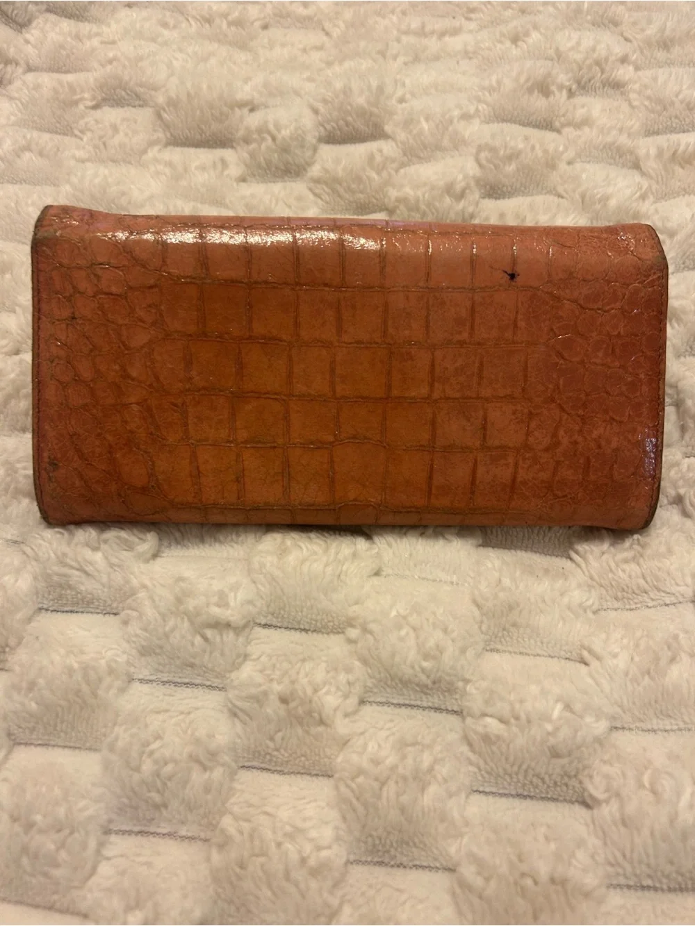 Miu Miu Cognac Croc Embossed Leather Continental Wallet | Long Snap Wallet